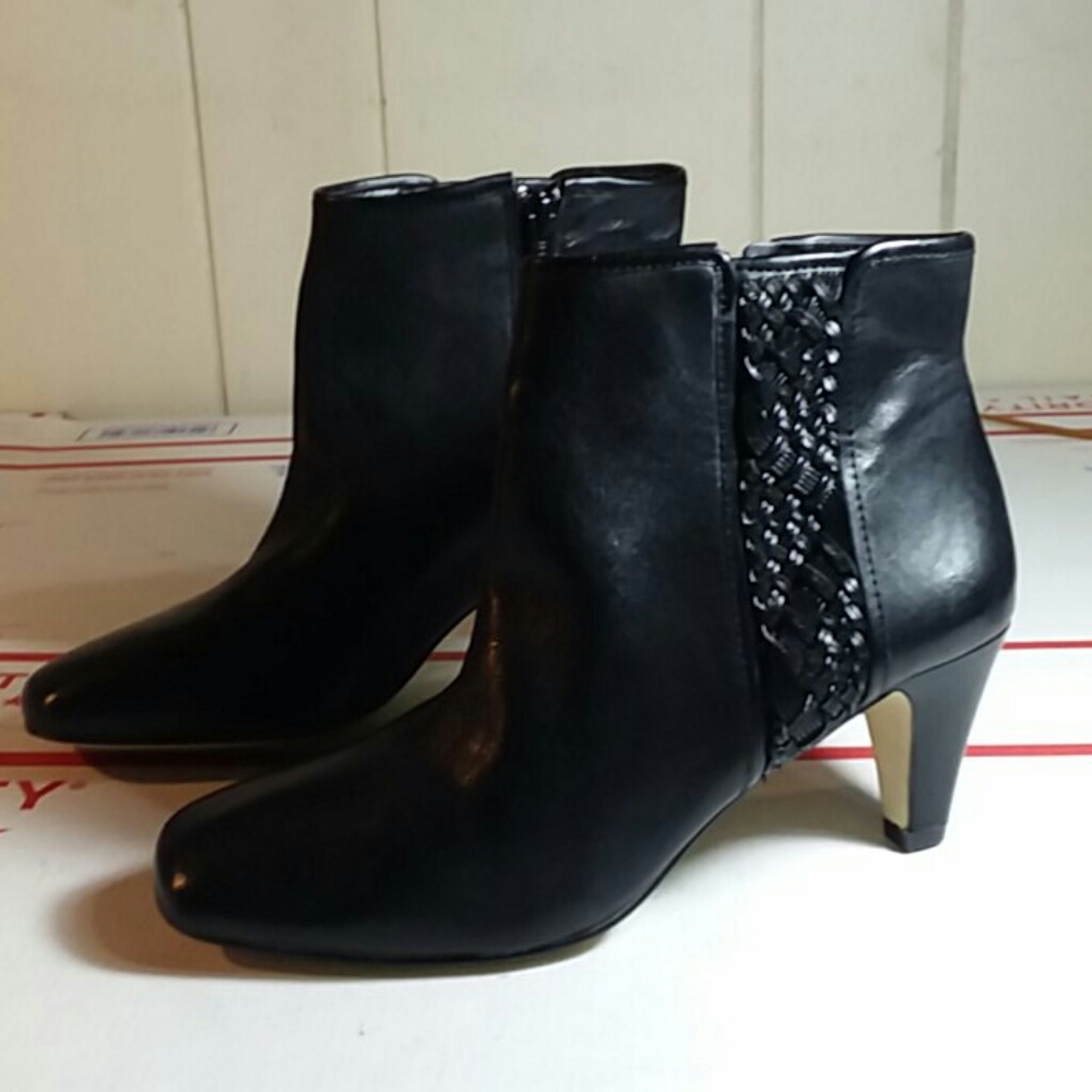 Alex Marie Black Leather Women's Ankle Boots